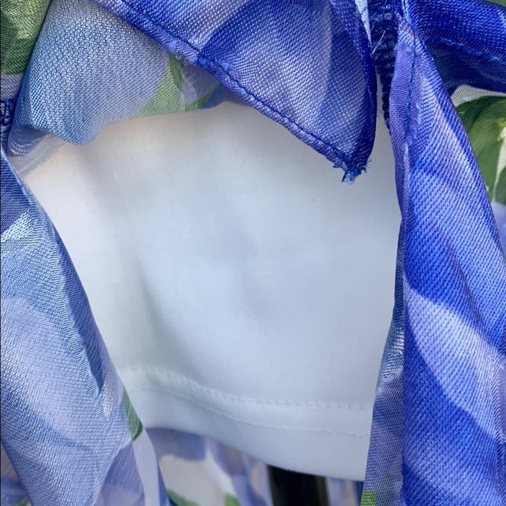 ❌DONATED❌Royal Blue White Floral Off Shoulders Ruffled Lined Maxi Dress - Picture 10 of 17